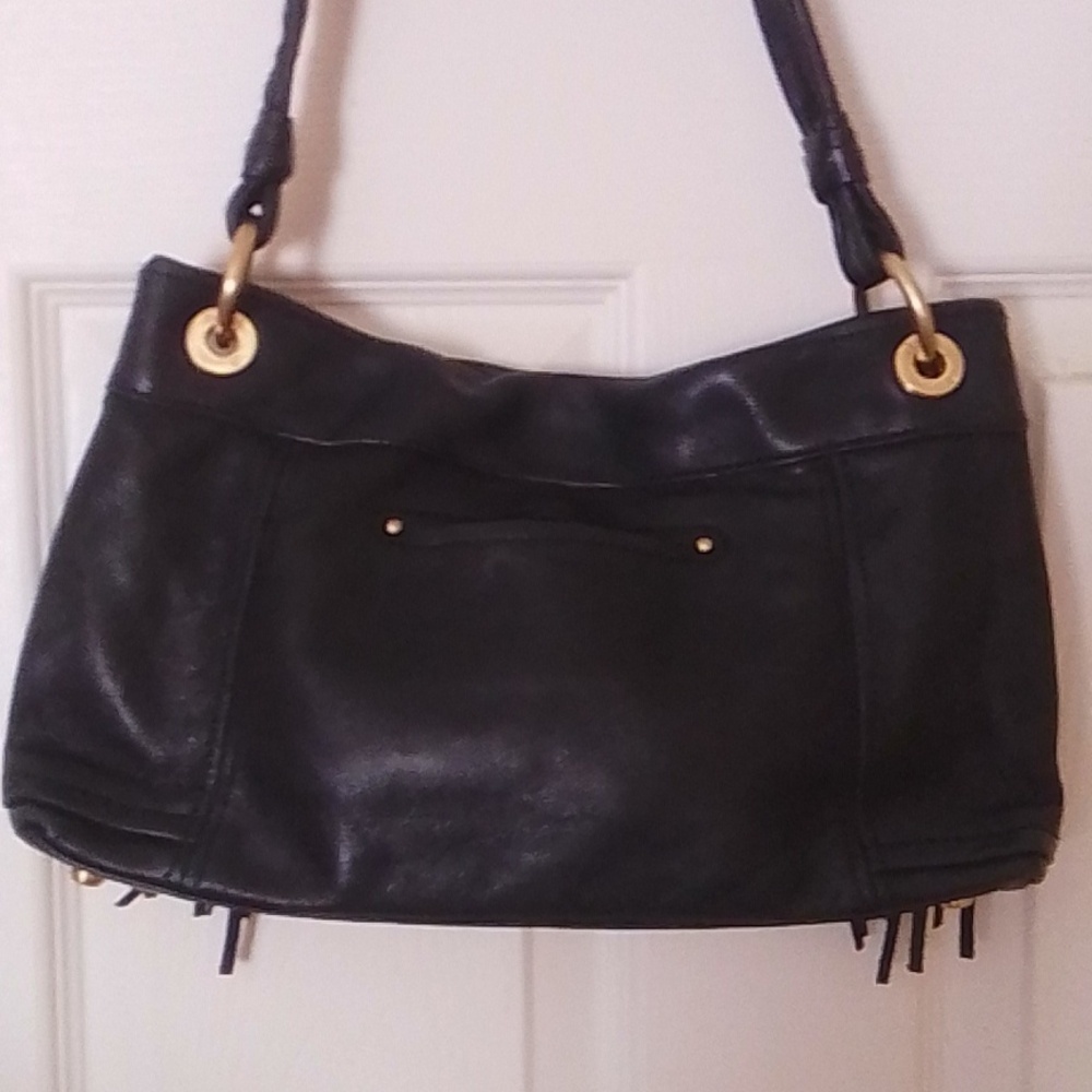 B. Makowsky Elegant Black Leather Handbag - Picture 3 of 6